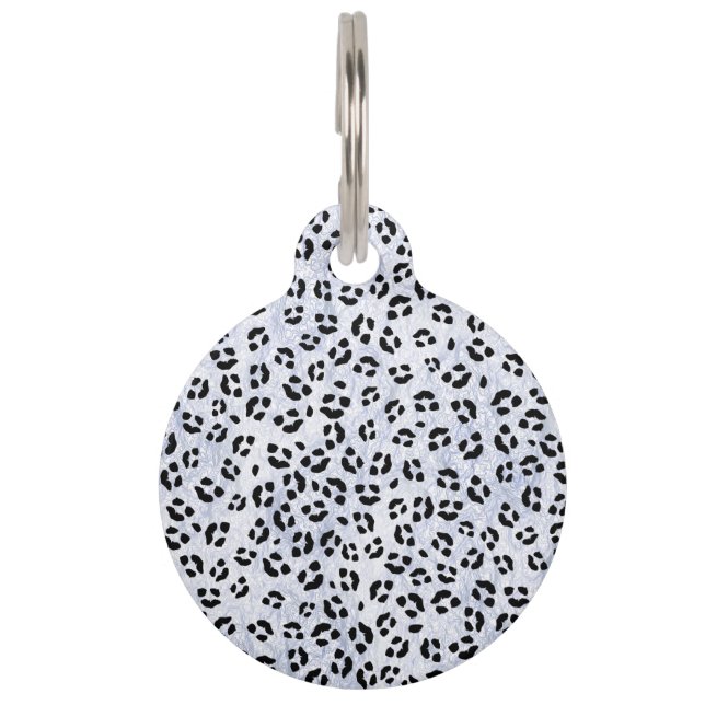 White Leopard Print Pet Tag (Front)