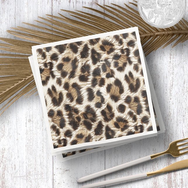 White Leopard Print Safari Party Supplies ID1157 Napkin (Creator Uploaded)
