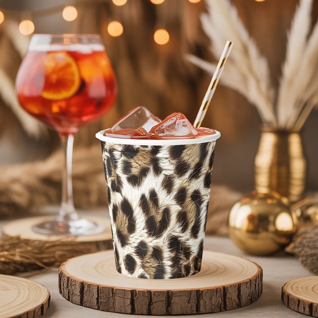 White Leopard Print Safari Party Supplies ID1157 Paper Cups (Creator Uploaded)