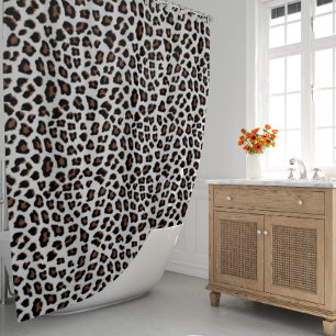 White Leopard Print  Shower Curtain