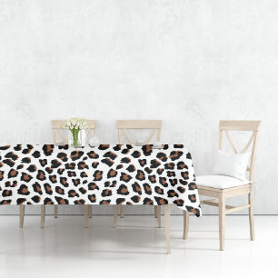 White Leopard Print Tablecloth