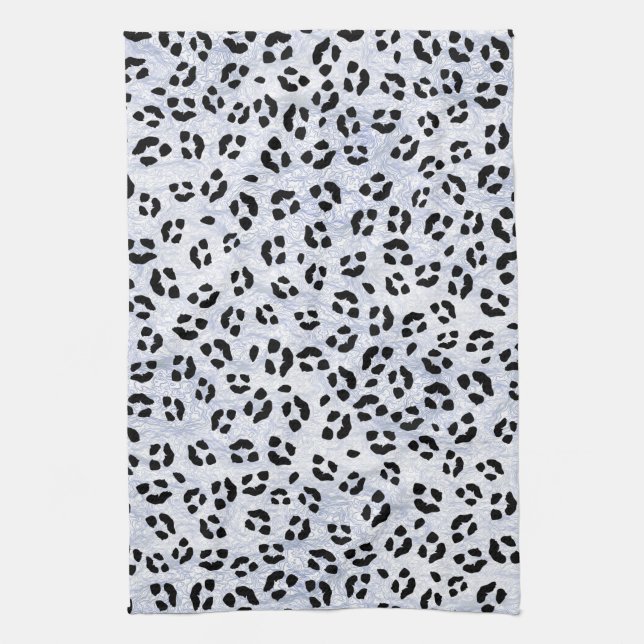 White Leopard Print Tea Towel (Vertical)