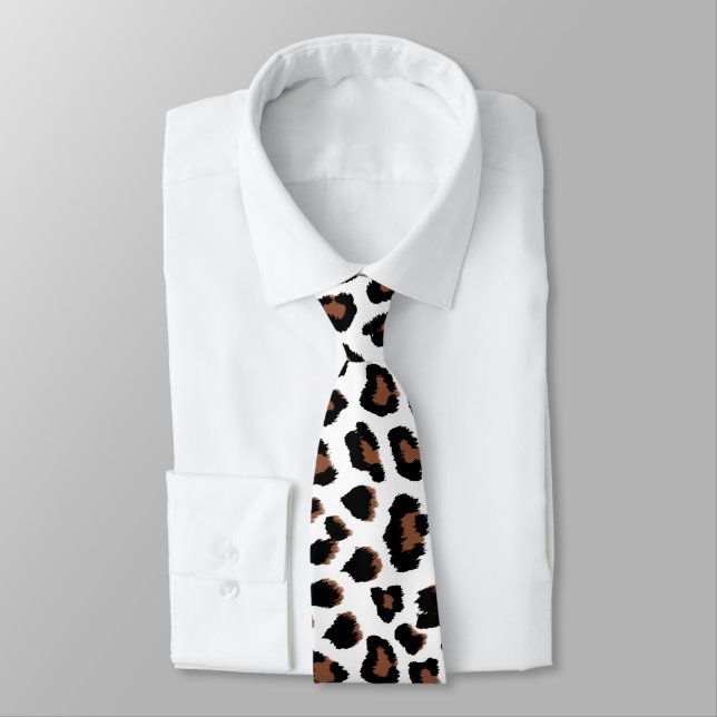 White Leopard Print  Tie (Tied)