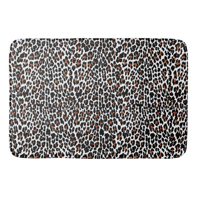 White Leopard Skin Print Bath Mat (Front)