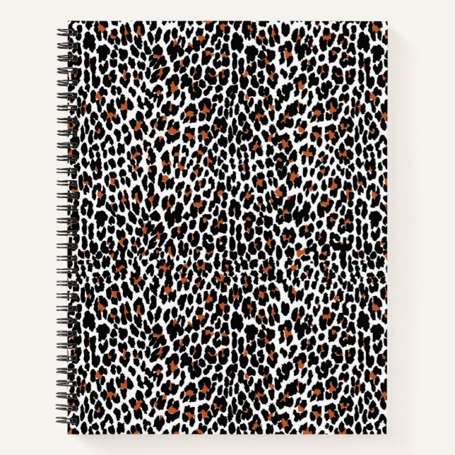 White Leopard Skin Print Notebook (Front)