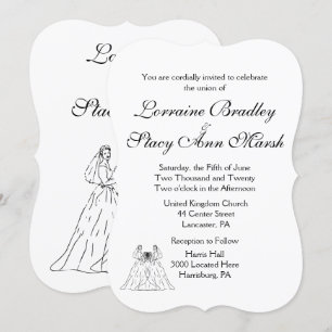 White Lesbian Wedding Invitation