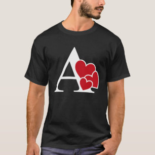 white letter A initial minimalist heart monogram g T-Shirt