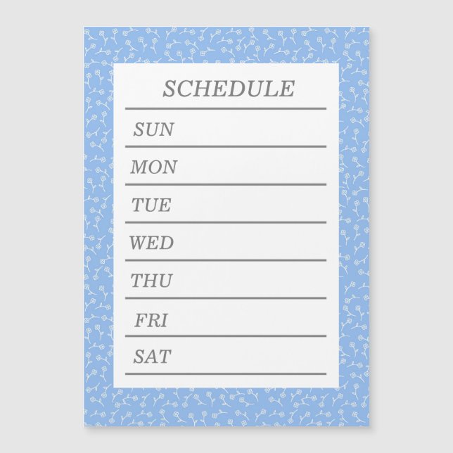 WHITE LETTER BLANK CUSTOM WEEKLY SCHEDULE EVENING  (Front)