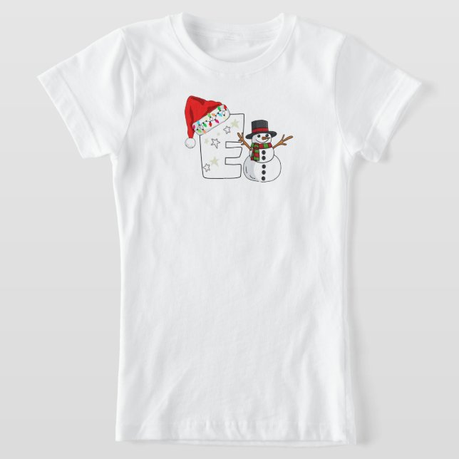 White letter E christmas gift  T-Shirt (Laydown)