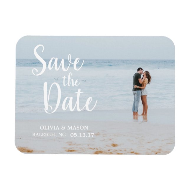 White Lettered Overlay | Save the Date Magnet (Horizontal)