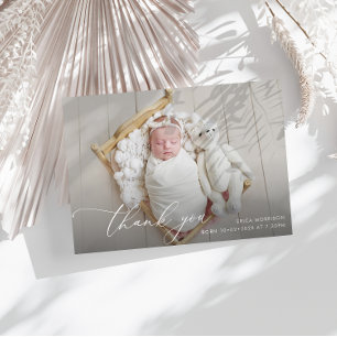 white lettering birth announcement