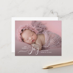 white lettering holiday birth announcement  postcard