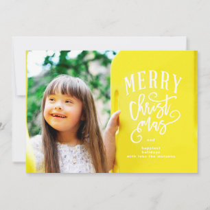 White Lettering Merry Christmas Photo Holiday Card