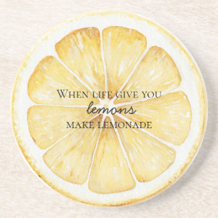 White Life Gives You Lemons Quote Coaster