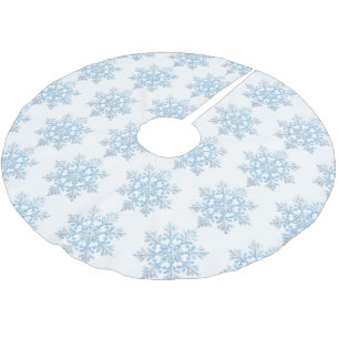 White Light Blue Christmas Snowflake Brushed Polyester Tree Skirt