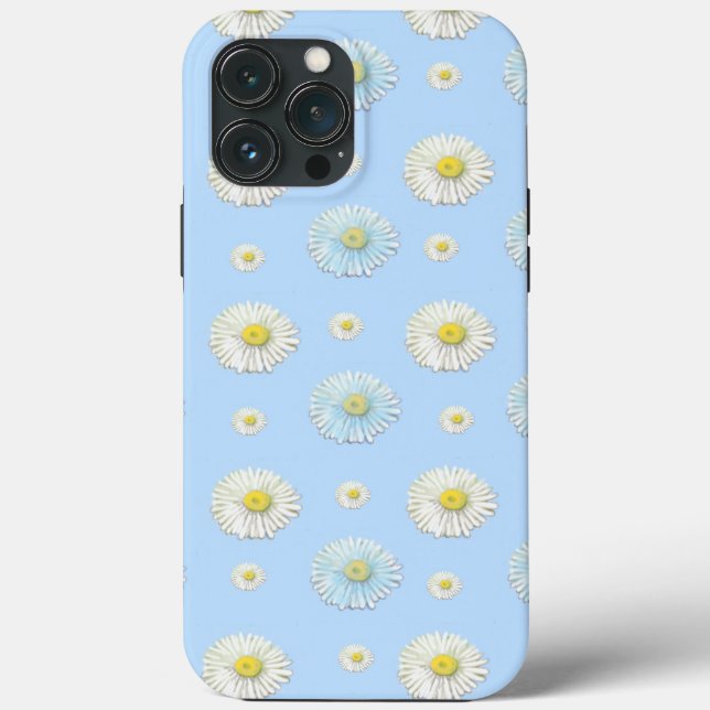 White & light blue Daisy Pattern Case-Mate iPhone Case (Back)