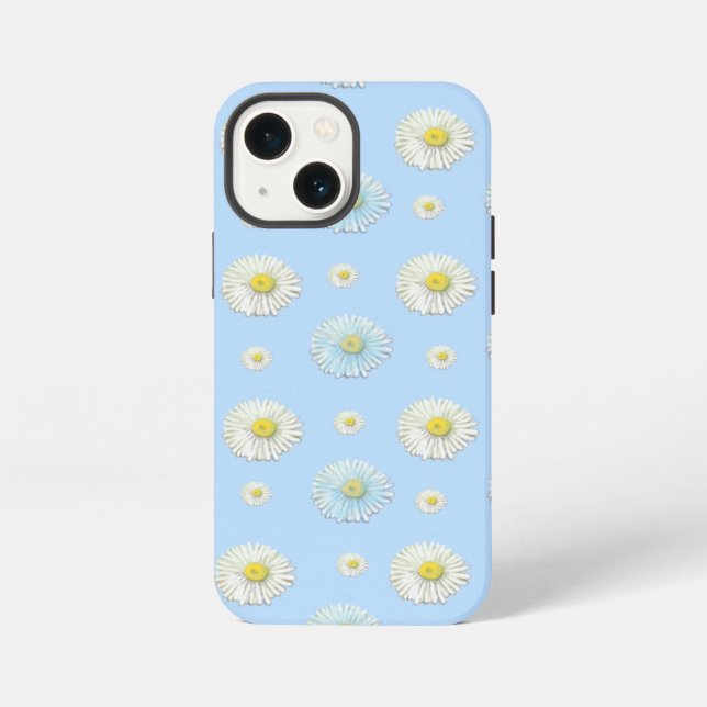 White & light blue Daisy Pattern iPhone Case (Back)