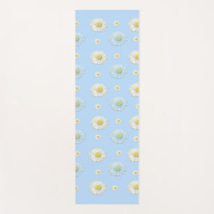 White & light blue Daisy Pattern  Yoga Mat