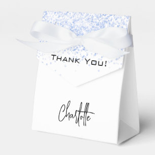 White light blue glitter sparkles name thank you favour box