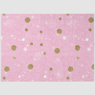 White Light Gold Pink Glitter Polka Dots Christmas Tissue Paper