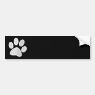 White/Light Grey Halftone Paw Print Bumper Sticker