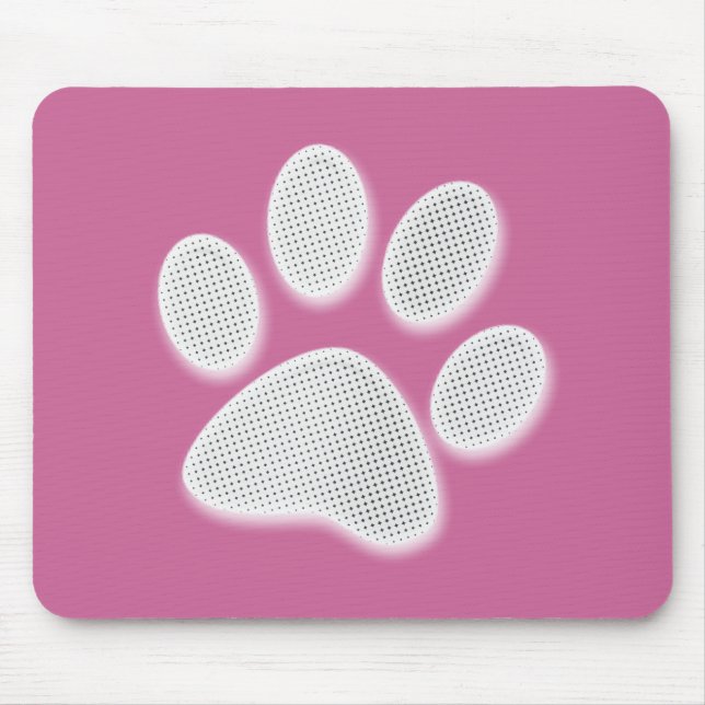 White/Light Grey Halftone Paw Print Mouse Pad (Front)