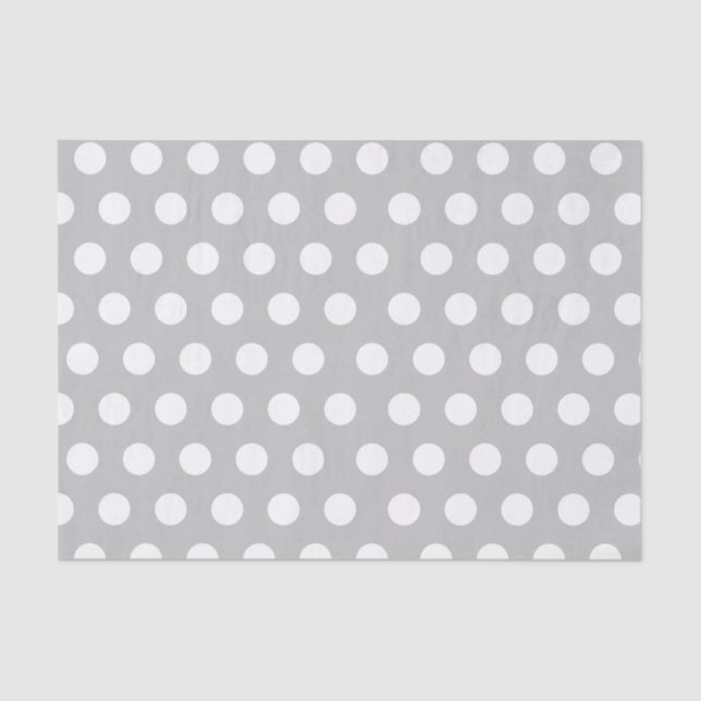 White & Light Grey Medium Polka Dot Wedding Tissue Paper (Front)