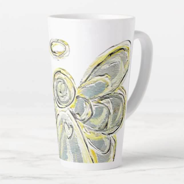 White Light Guardian Angel Custom Latte Mug Cup (Right Angle)
