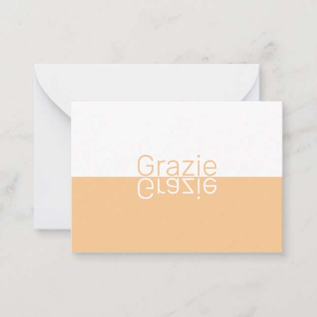 White & Light Orange Modern Italian Thank You Card (Front)