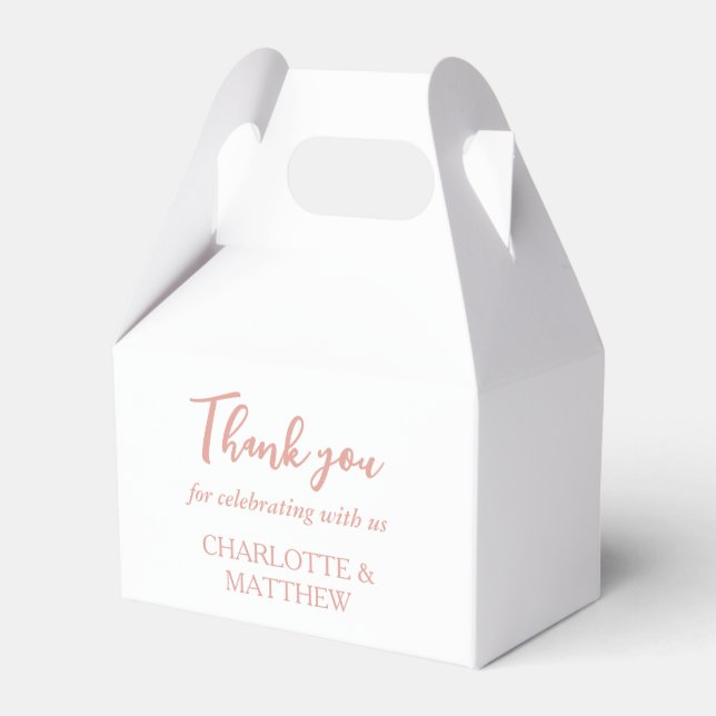 White & Light Pink Wedding Favour Box (Front Side)