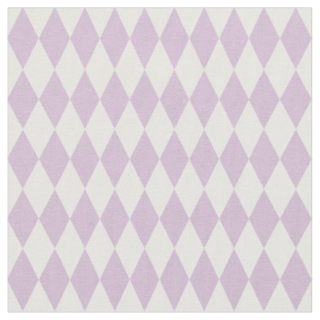 White & Light Purple Harlequin Diamonds Fabric (Close Up)