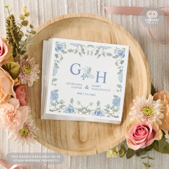 White Light Soft Paste Blue Flowers Floral Wedding Napkin (White Light Soft Paste Blue Flowers Floral Wedding Napkins
)