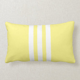 White, Light Yellow Vertical Stripe Lumbar Pillow