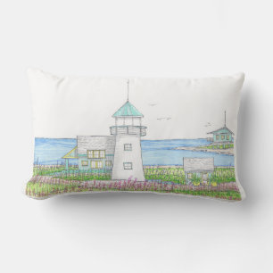 White Lighthouse Lumbar Pillow