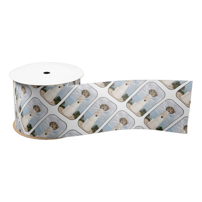White lighthouse satin ribbon (Spool)
