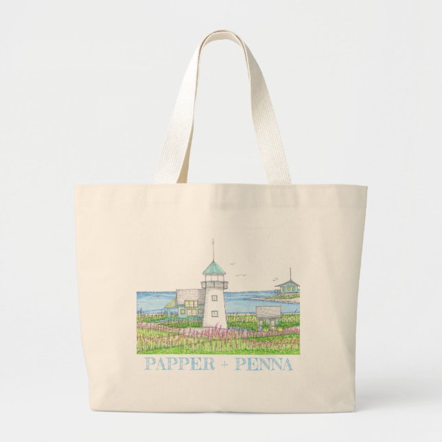 White Lighthouse Tote Bag (Front)
