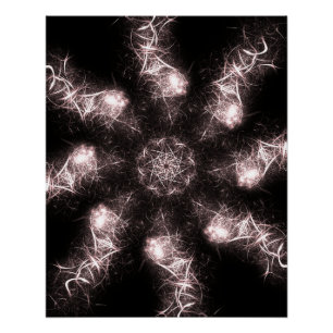 White Lightning Plasma Fractal Art Poster