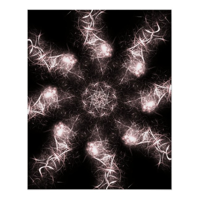 White Lightning Plasma Fractal Art Poster (Front)