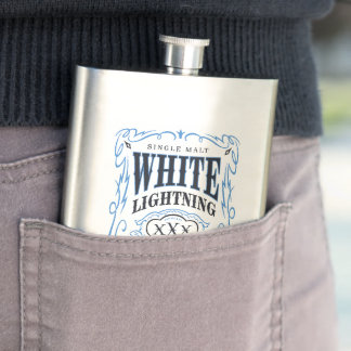 White Lightning Sour Mash Whiskey Hip Flask