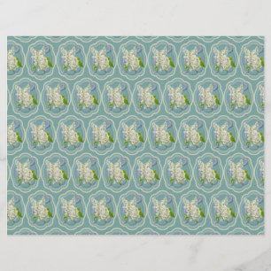 White Lilac Flowers Framed Green Romantic Pattern