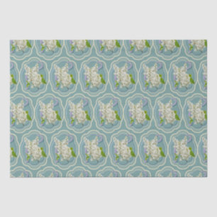 White Lilac Flowers Framed Green Romantic Tissue Paper