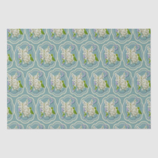 White Lilac Flowers Framed Green Romantic Tissue Paper