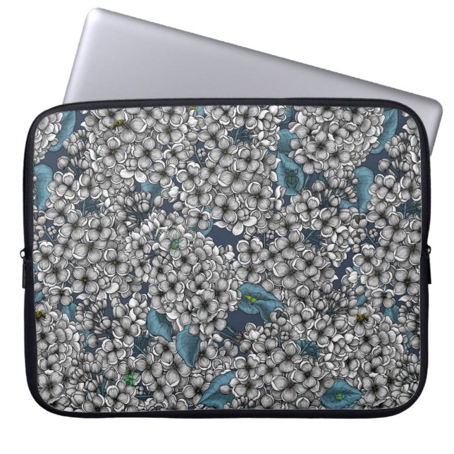 White Lilac garden Laptop Sleeve (Front)