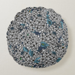 White Lilac garden Round Cushion