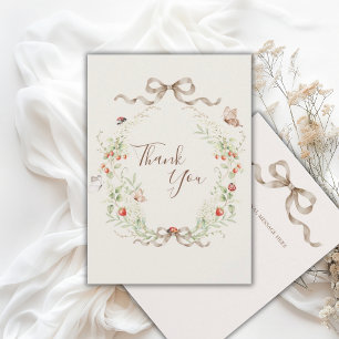 White Lilacs Whimsical Vintage Ribbon Wedding Thank You Card