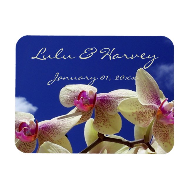 White Lilies and Sky Personal Wedding Magnet (Horizontal)