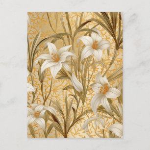 White Lilies Chiyogami Postcard