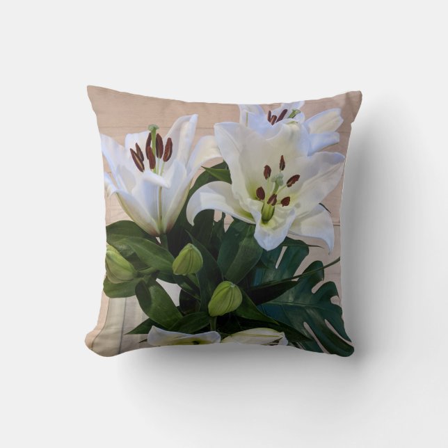 White Lilies Cushion (Front)