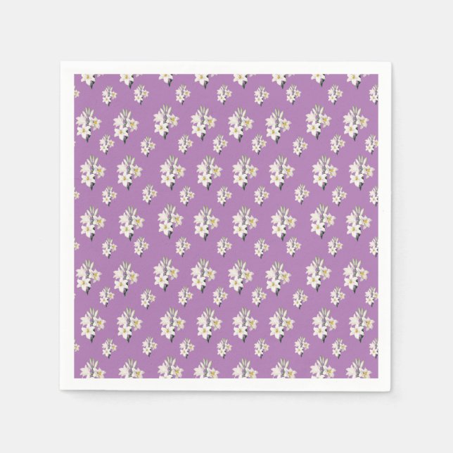 White Lilies Elegant Napkin (Front)