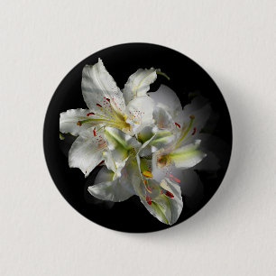 White Lilies Fantasy 6 Cm Round Badge